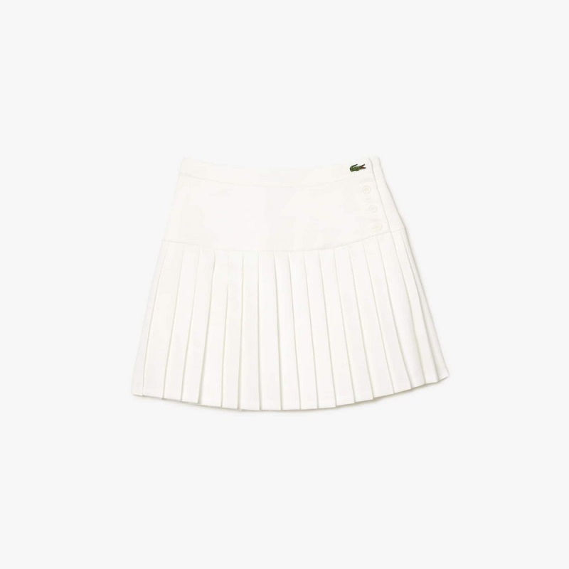 Women's Lacoste Pleated Button Waist Skirt White | XLR837251