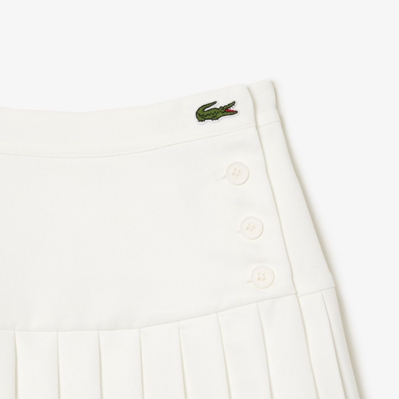 Women's Lacoste Pleated Button Waist Skirt White | XLR837251