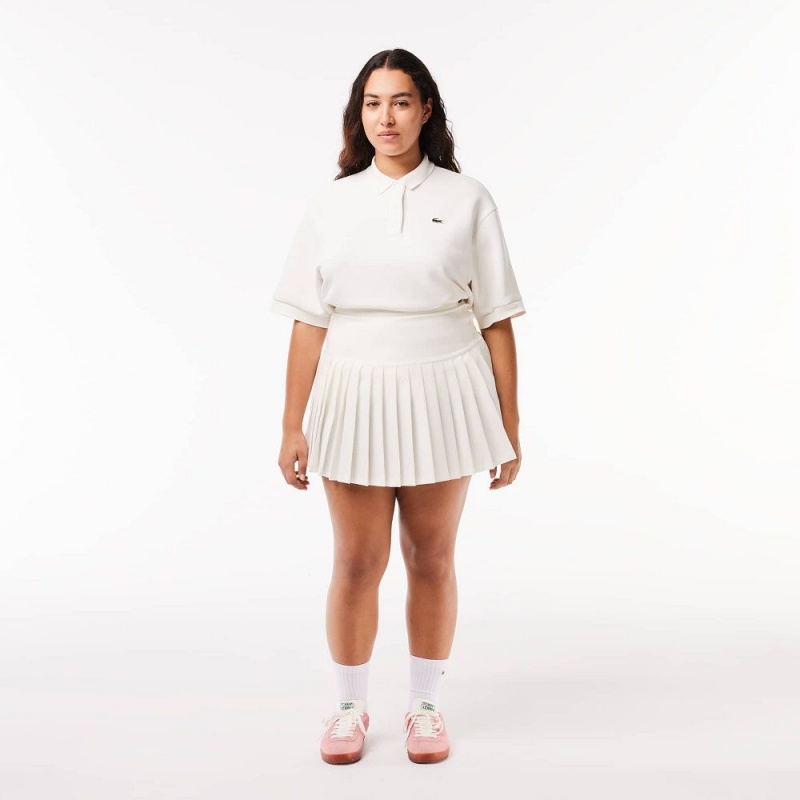 Women's Lacoste Pleated Button Waist Skirt White | XLR837251