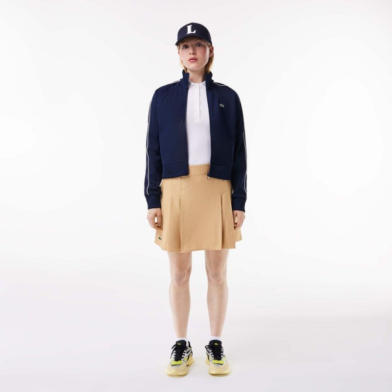 Women's Lacoste Pleated Cotton Skirt Beige | IGW467298