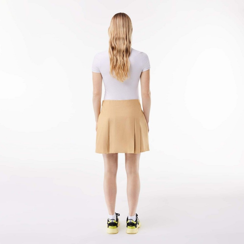 Women's Lacoste Pleated Cotton Skirt Beige | IGW467298