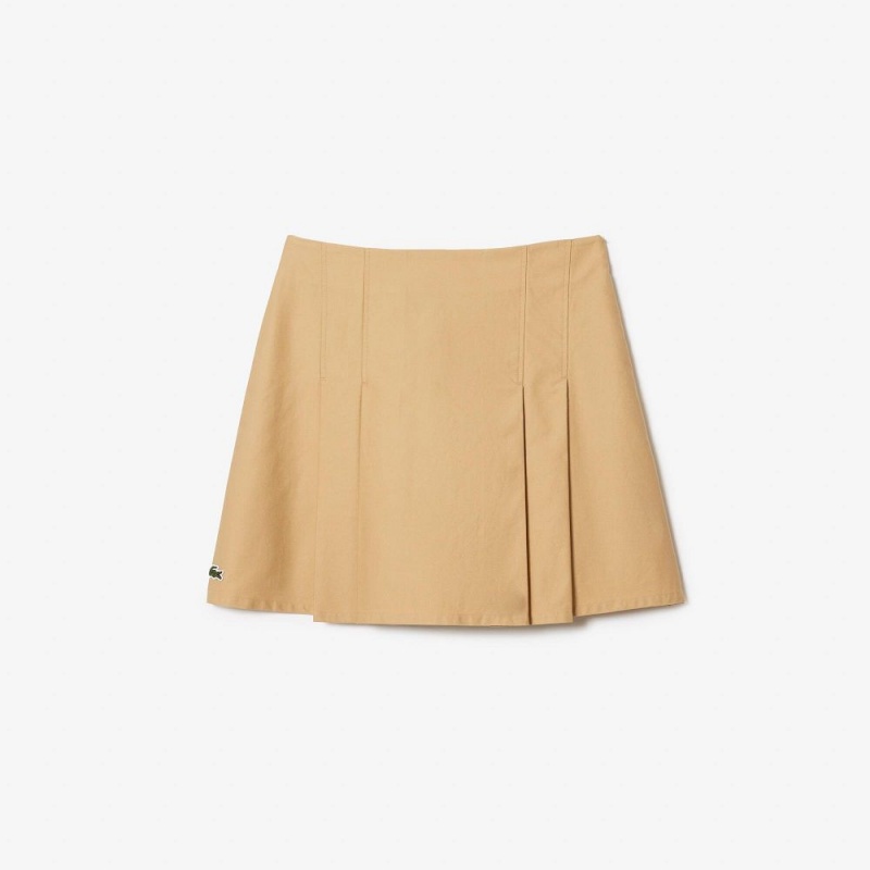 Women's Lacoste Pleated Cotton Skirt Beige | IGW467298