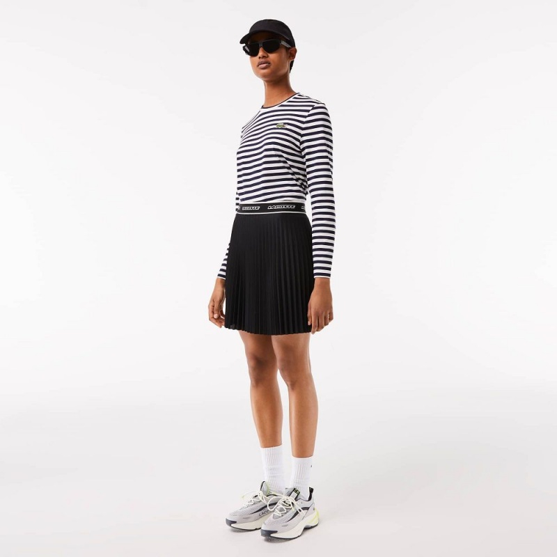 Women's Lacoste Pleated Skirt Black | FKY048796