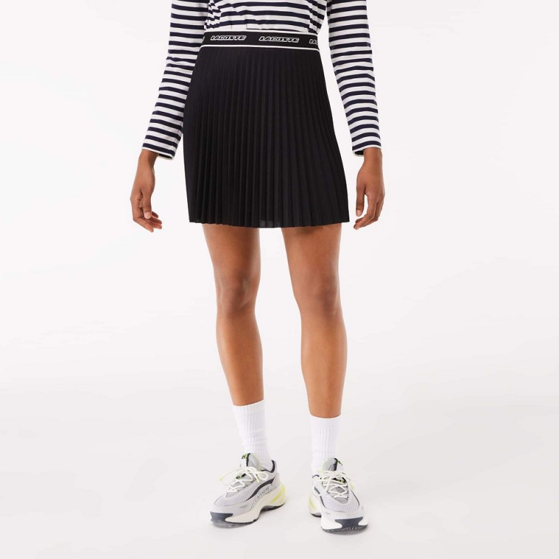 Women's Lacoste Pleated Skirt Black | FKY048796