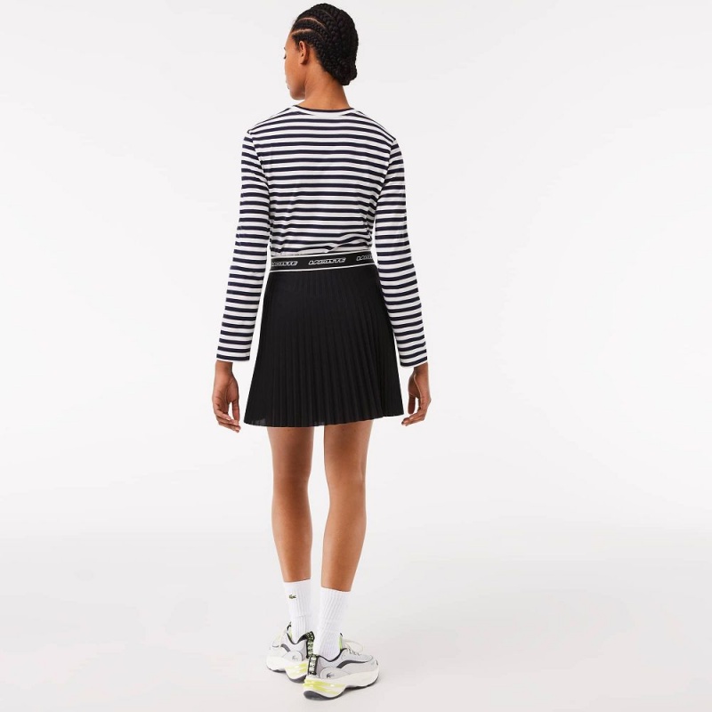 Women's Lacoste Pleated Skirt Black | FKY048796