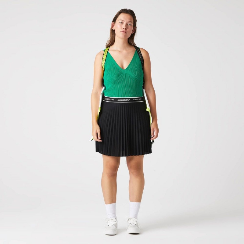 Women's Lacoste Pleated Skirt Black | FKY048796