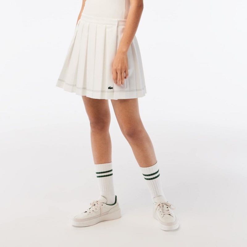 Women's Lacoste Pleated Skirt White | ZDS086173