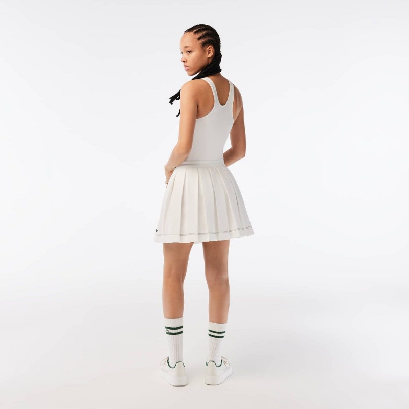 Women's Lacoste Pleated Skirt White | ZDS086173