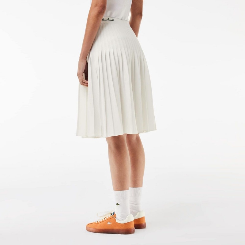 Women's Lacoste Pleated Twill Skirt White | JTA873012