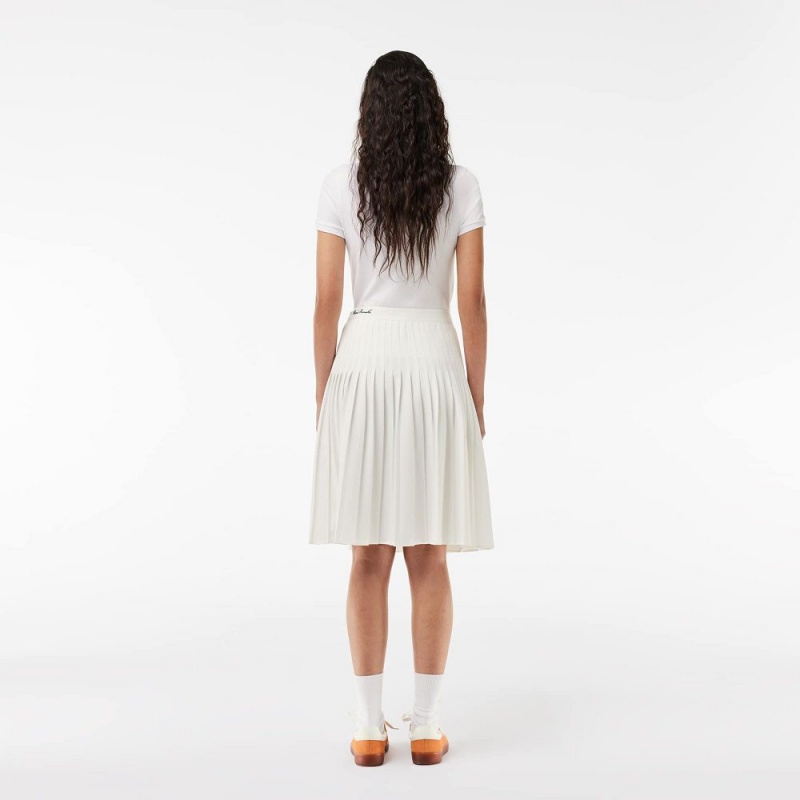 Women's Lacoste Pleated Twill Skirt White | JTA873012