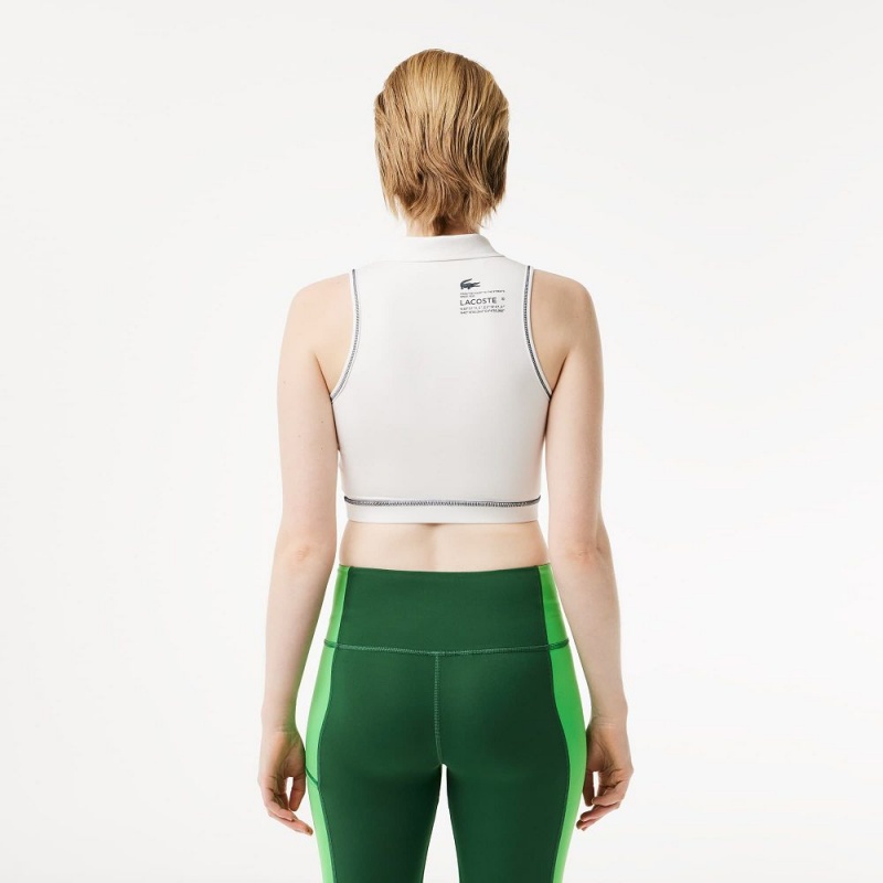 Women's Lacoste Polo Inspired Sports Bra White | TEB689257