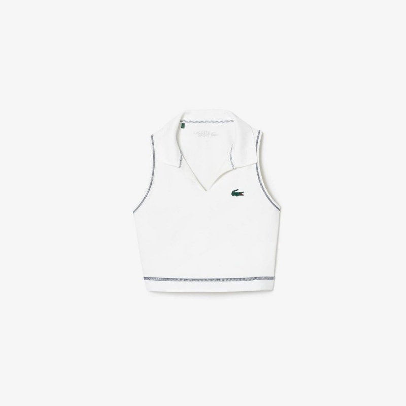 Women's Lacoste Polo Inspired Sports Bra White | TEB689257