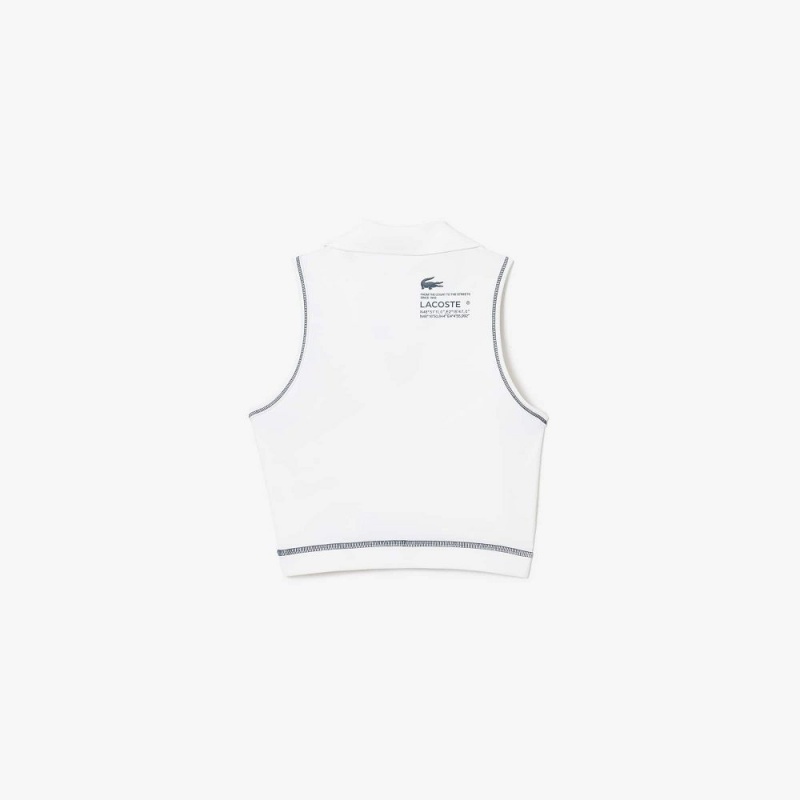 Women's Lacoste Polo Inspired Sports Bra White | TEB689257