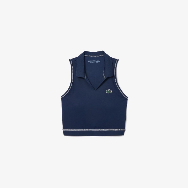 Women's Lacoste Polo Inspired Sports Bra Navy Blue | VUM051879