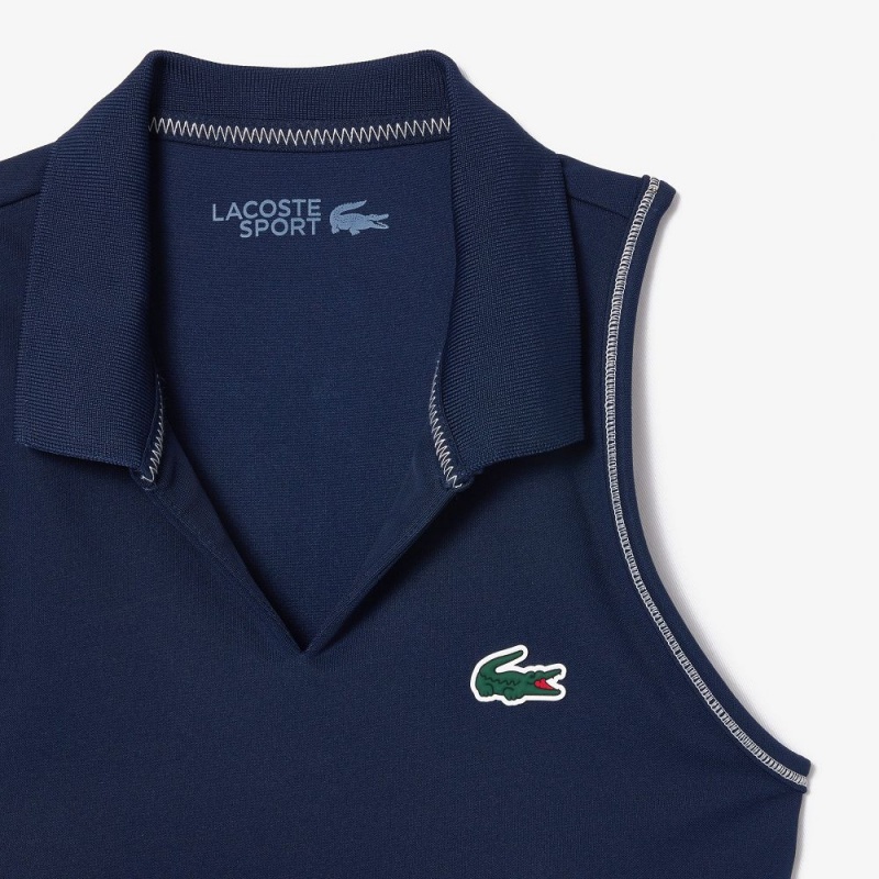 Women's Lacoste Polo Inspired Sports Bra Navy Blue | VUM051879