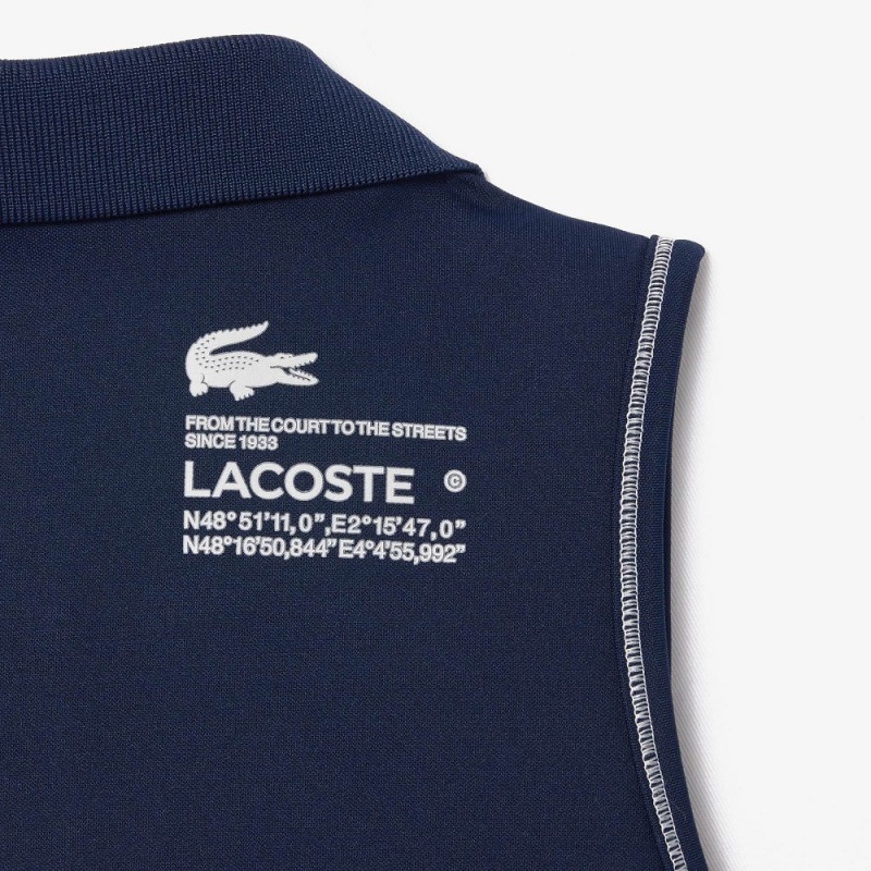 Women's Lacoste Polo Inspired Sports Bra Navy Blue | VUM051879