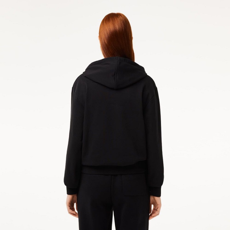 Women's Lacoste Printed Hoodie Black | MXJ085249