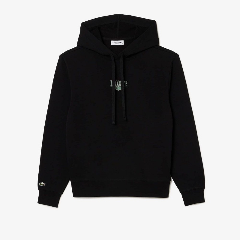 Women's Lacoste Printed Hoodie Black | MXJ085249