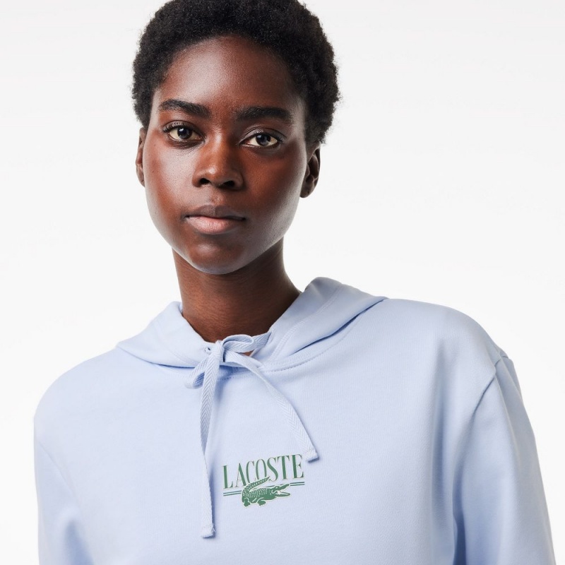 Women's Lacoste Printed Hoodie Phoenix blue | EIN328056