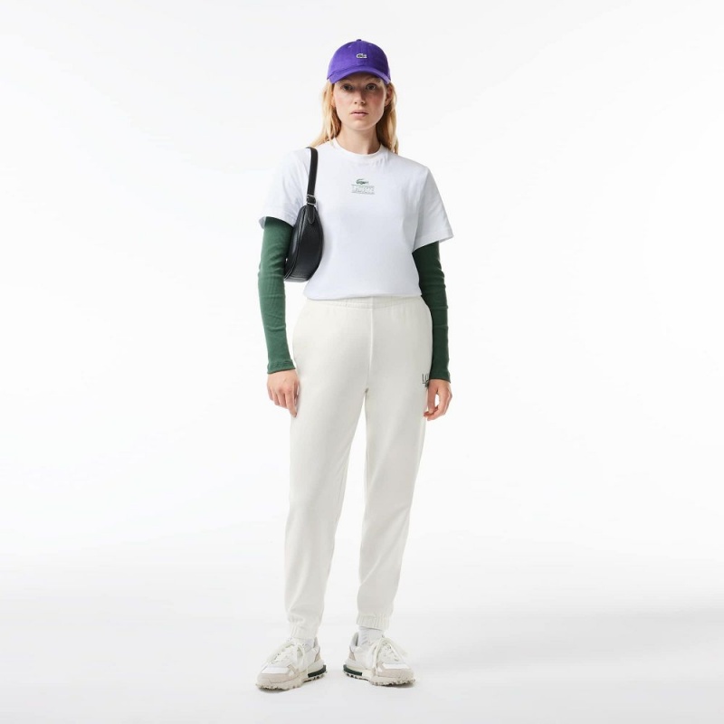 Women's Lacoste Printed Sweatpants White | IHX704823