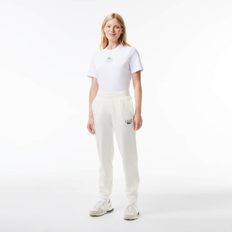 Women\'s Lacoste Printed Sweatpants White | IHX704823