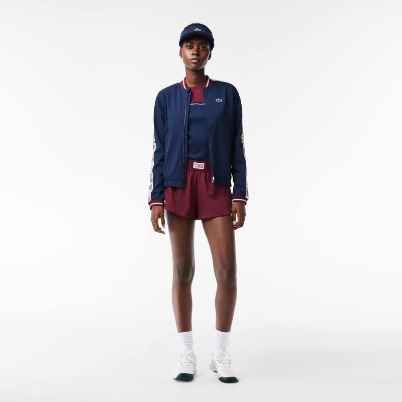 Women's Lacoste Recycled Fabric Lined Tennis Shorts Bordeaux Navy Blue | OLP548709