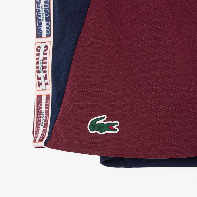 Women's Lacoste Recycled Fabric Lined Tennis Shorts Bordeaux Navy Blue | OLP548709