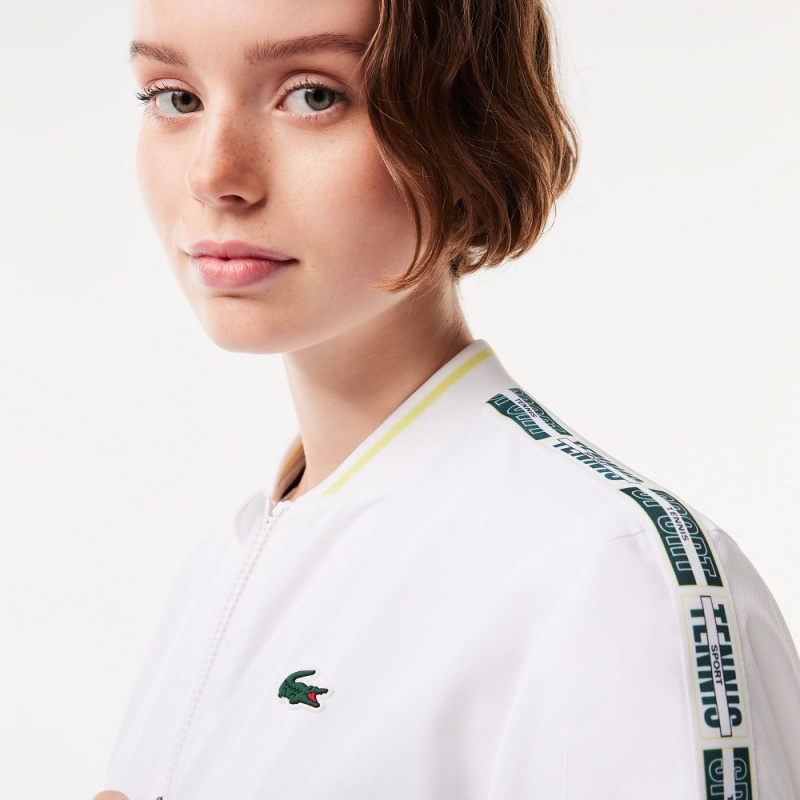 Women's Lacoste Recycled Fiber Stretch Ultra-Dry Tennis Jackets White | NAH408723