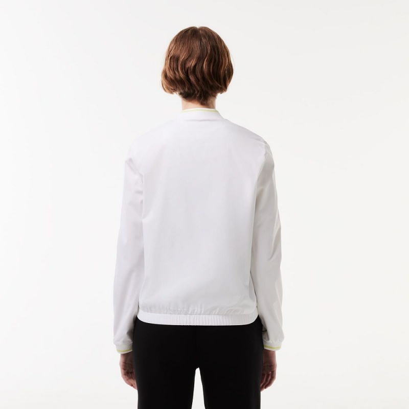 Women's Lacoste Recycled Fiber Stretch Ultra-Dry Tennis Jackets White | NAH408723