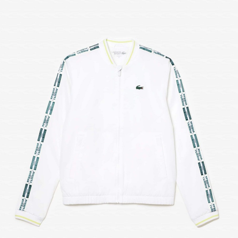 Women's Lacoste Recycled Fiber Stretch Ultra-Dry Tennis Jackets White | NAH408723