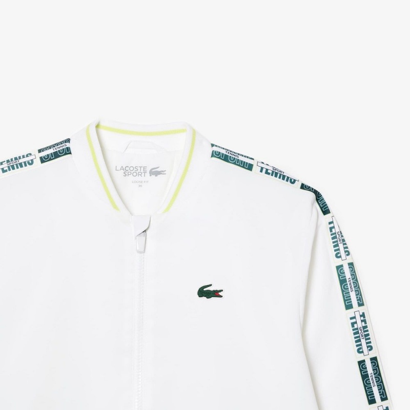 Women's Lacoste Recycled Fiber Stretch Ultra-Dry Tennis Jackets White | NAH408723