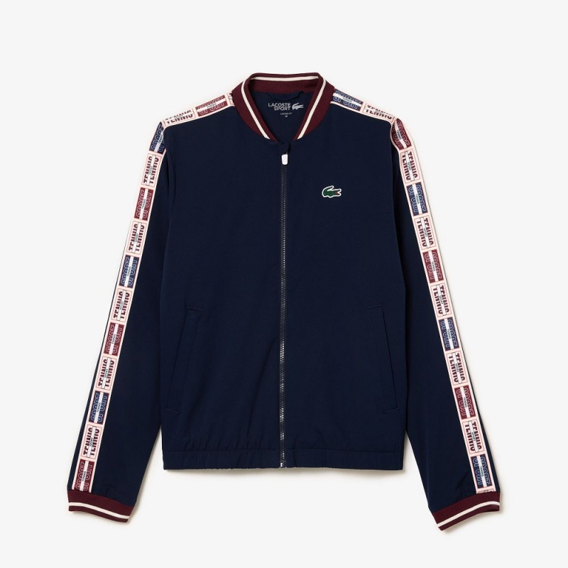 Women's Lacoste Recycled Fiber Stretch Ultra-Dry Tennis Jackets Navy Blue | EBS987064