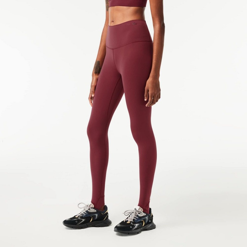 Women's Lacoste Recycled Polyester Tapered Leggings Bordeaux | KEP190528