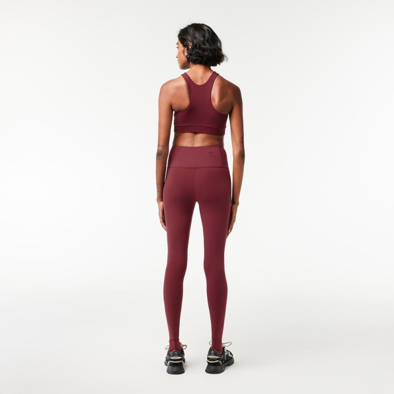 Women's Lacoste Recycled Polyester Tapered Leggings Bordeaux | KEP190528