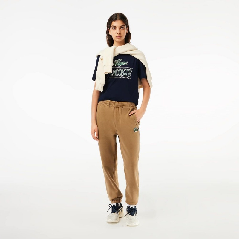 Women's Lacoste Regular Fit Heavy Cotton Jersey T-Shirt Navy Blue | DVS709263