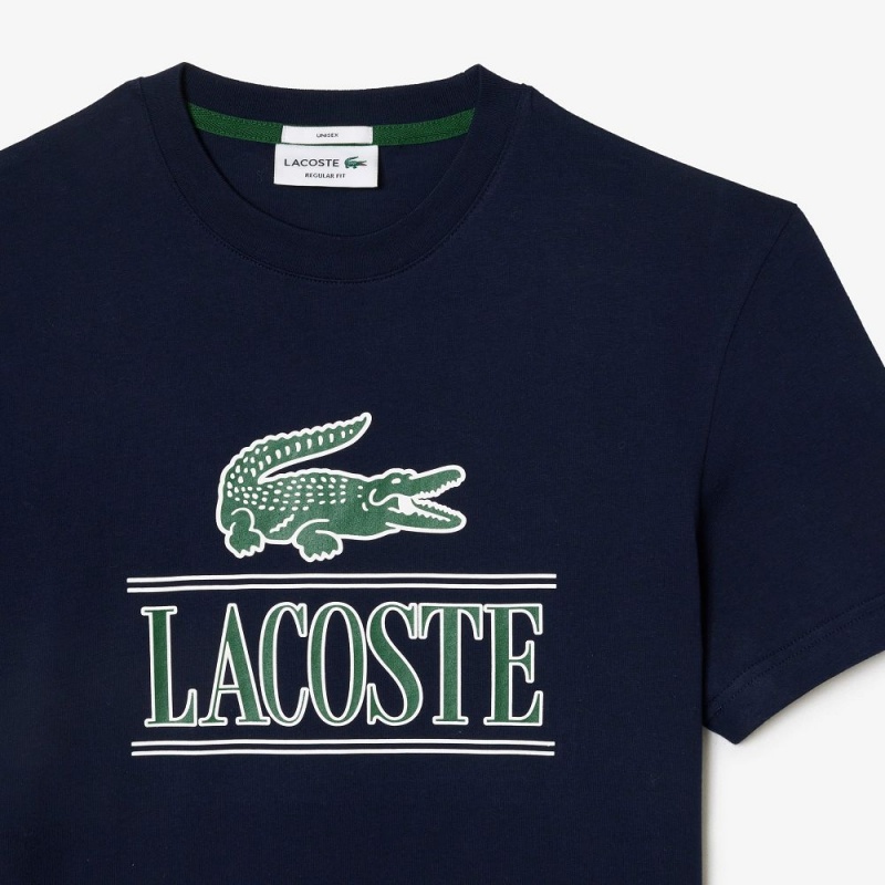 Women's Lacoste Regular Fit Heavy Cotton Jersey T-Shirt Navy Blue | DVS709263