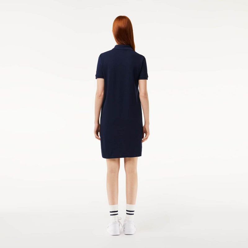 Women's Lacoste Regular Fit Piqué Knit Polo Dress Navy Blue | SIO375862