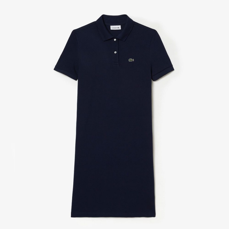 Women's Lacoste Regular Fit Piqué Knit Polo Dress Navy Blue | SIO375862