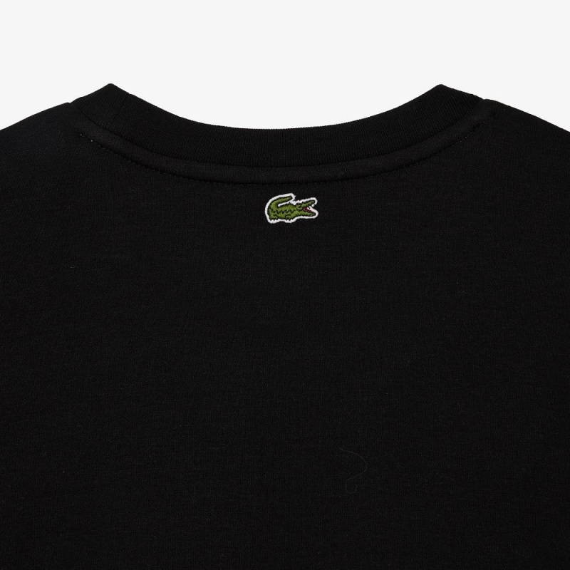 Women's Lacoste Regular Fit Signature Print T-Shirt Black | TEV170659