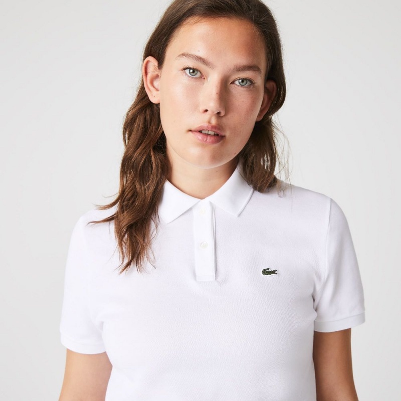 Women's Lacoste Regular Fit Soft Cotton Petit Piqué Polo Shirts White | WOT592063