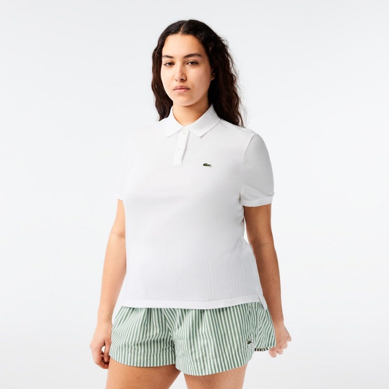 Women's Lacoste Regular Fit Soft Cotton Petit Piqué Polo Shirts White | WOT592063