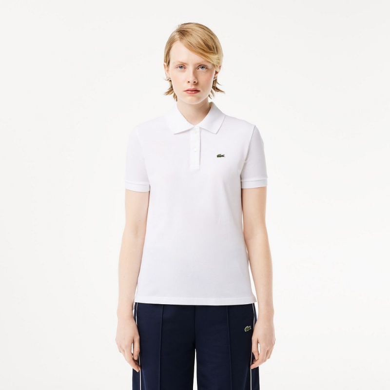 Women\'s Lacoste Regular Fit Soft Cotton Petit Piqué Polo Shirts White | WOT592063