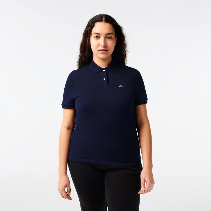 Women's Lacoste Regular Fit Soft Cotton Petit Piqué Polo Shirts Navy Blue | OUE801796