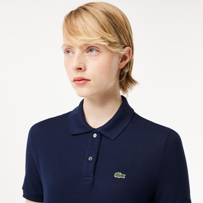 Women's Lacoste Regular Fit Soft Cotton Petit Piqué Polo Shirts Navy Blue | OUE801796