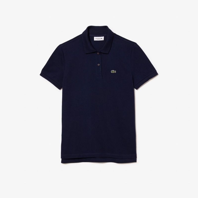 Women's Lacoste Regular Fit Soft Cotton Petit Piqué Polo Shirts Navy Blue | OUE801796