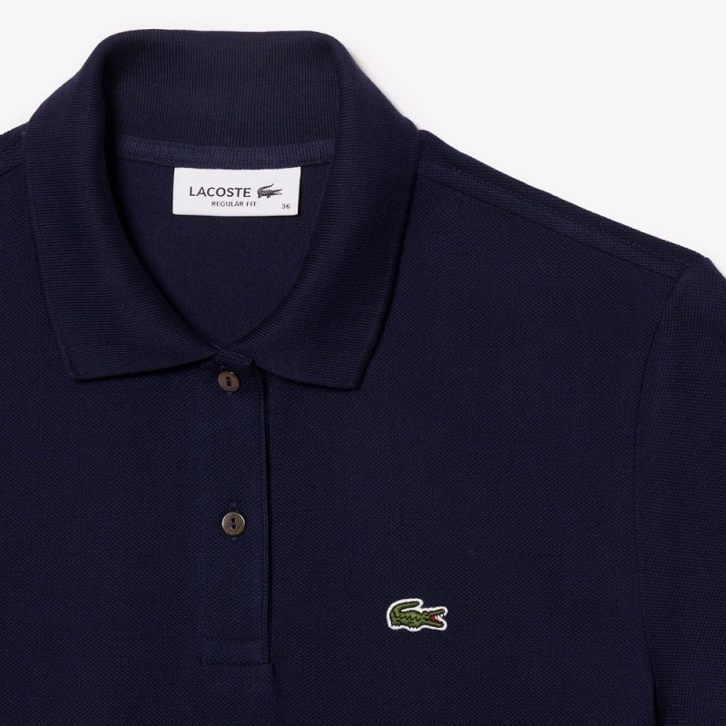 Women's Lacoste Regular Fit Soft Cotton Petit Piqué Polo Shirts Navy Blue | OUE801796