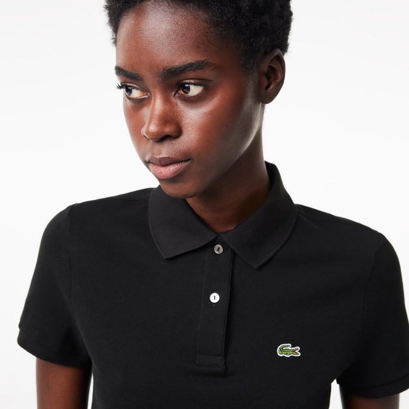 Women's Lacoste Regular Fit Soft Cotton Petit Piqué Polo Shirts Black | UME846905