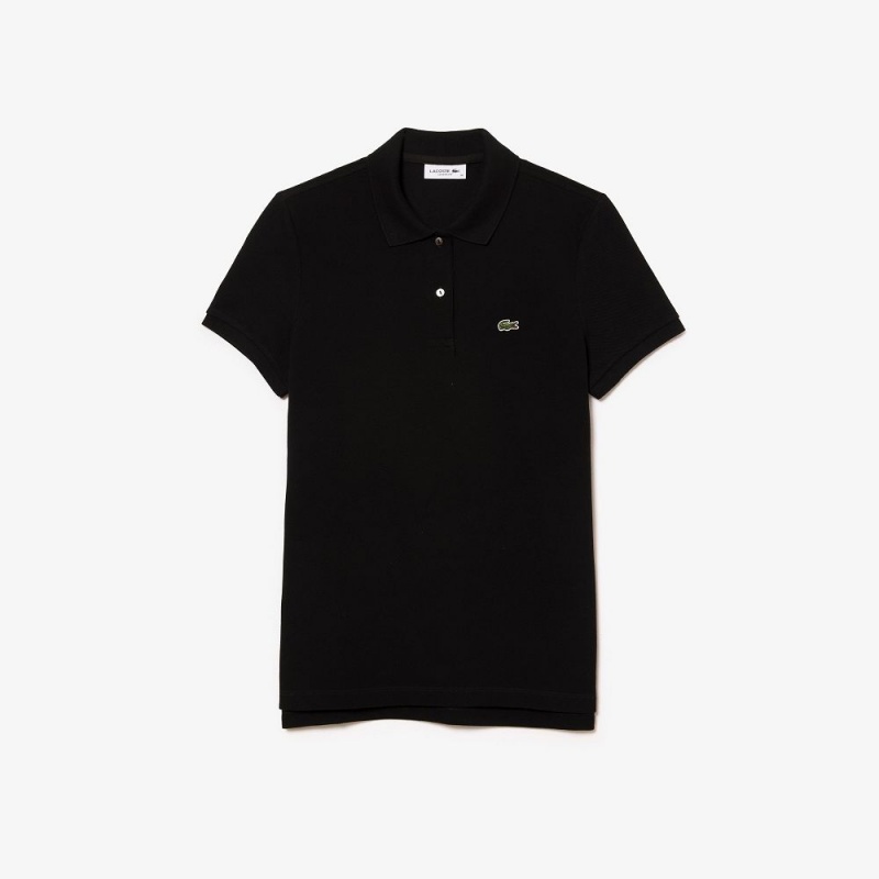 Women's Lacoste Regular Fit Soft Cotton Petit Piqué Polo Shirts Black | UME846905