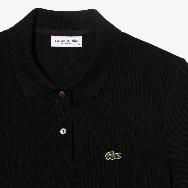 Women's Lacoste Regular Fit Soft Cotton Petit Piqué Polo Shirts Black | UME846905