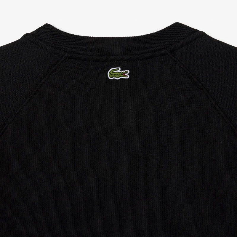 Women's Lacoste Relaxed Fit Embroidered Signature Sweatshirt Black | WYD680394